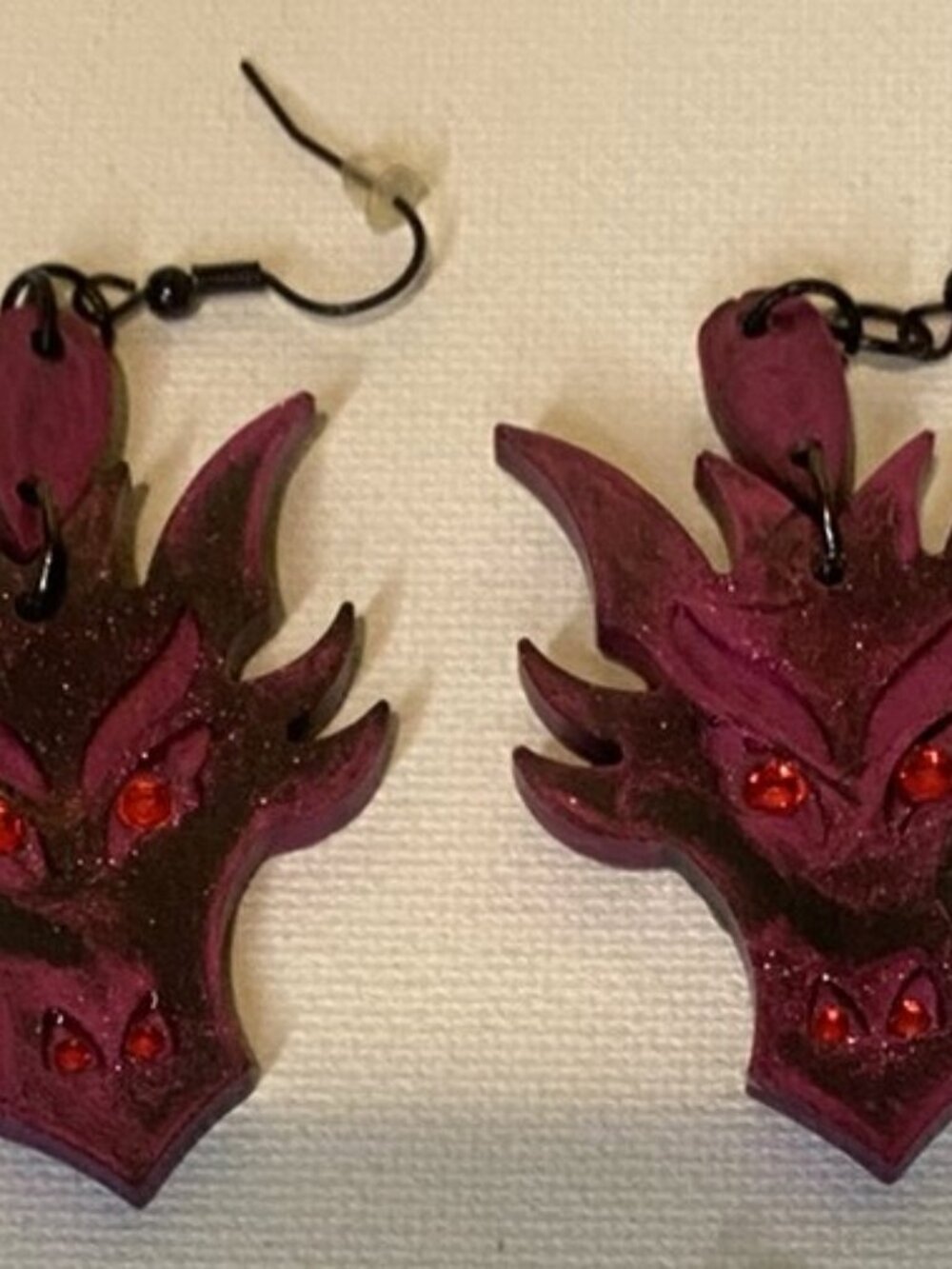 Purple Dragon Head Resin Dangle Earrings